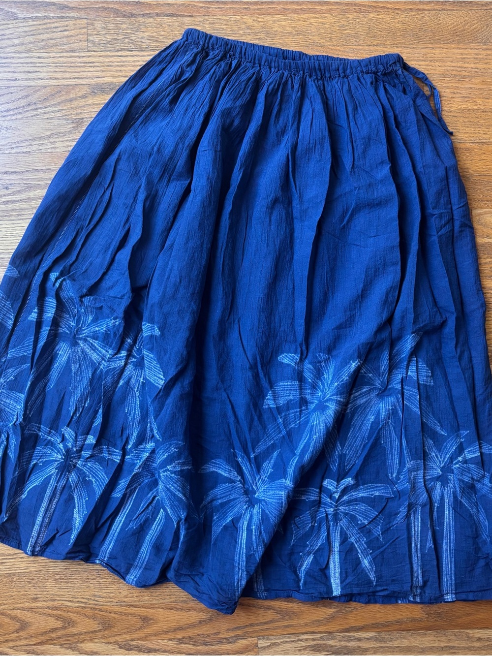 Blue tie dye palm cotton skirt - V De Vinster